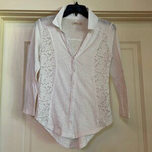 Hollister - White - Lace Panel - Collar - Button Down